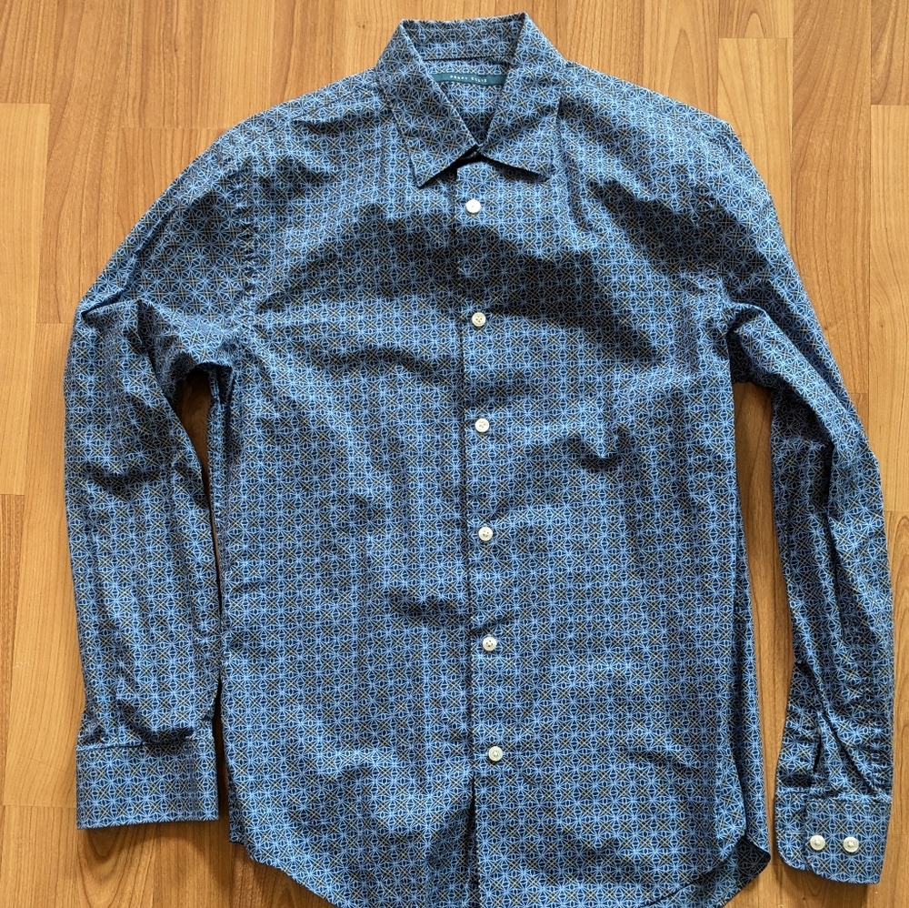 Perry Ellis men's slim fit geometric pattern long sleeve button-up shirt size sm